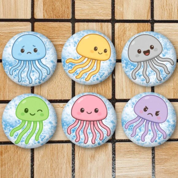 Jellyfish Fridge Magnets Set Of 6 Metal Magnets For Home Office Kitchen School - Picture 1 of 6